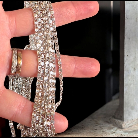 Vintage Stamped SARAH COVENTRY Multi-Strand Silver-Tone Chain Necklace - Picture 6 of 9